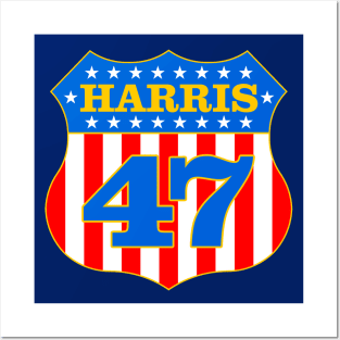 Kamala Harris 47 Patriotic Shield Posters and Art